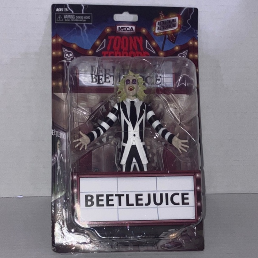 Beetlejuice Action Figure by Toony Terrors - Black and White New Collector Piece